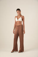 Calça Cetim Ayla Marrom